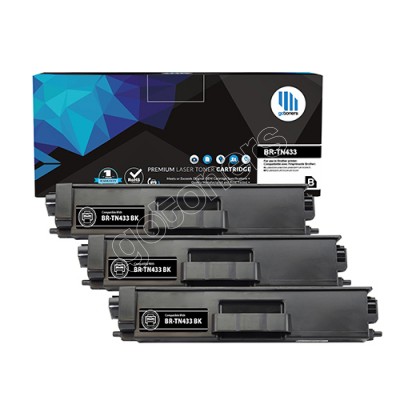Gotoners™ Brother New Compatible TN-433BK Black Toner, High Yield, 3 Pack