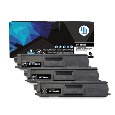 Gotoners™ Brother New Compatible TN-436BK Black Toner, Extra Yield Version of TN-433BK, 3 Pack
