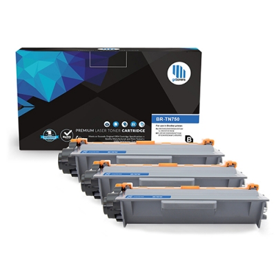 Gotoners™ Brother New Compatible TN-750BK Black Toner, High Yield, 3 Pack