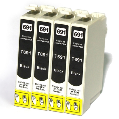 Gotoners™ Epson New Compatible T0691 Black Inkjet Cartridge, Standard Yield, 4 Pack