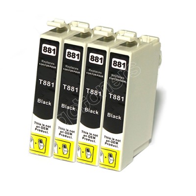 Gotoners™ Epson New Compatible T0881 Black Inkjet Cartridge, Standard Yield, 4 Pack
