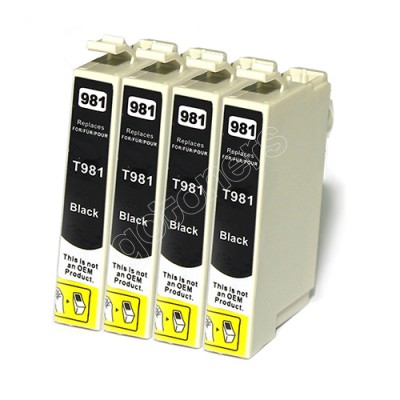 Gotoners™ Epson New Compatible T0981 Black Inkjet Cartridge, Standard Yield, 4 Pack