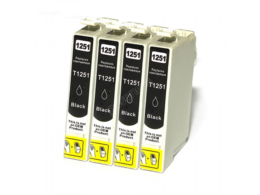 Gotoners™ Epson New Compatible T1251 Black Inkjet Cartridge, Standard Yield, 4 Pack