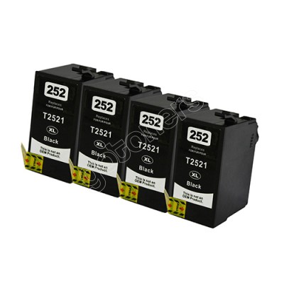 Gotoners™ Epson New Compatible T252BK XL Black Inkjet Cartridge, High Yield, 4 Pack