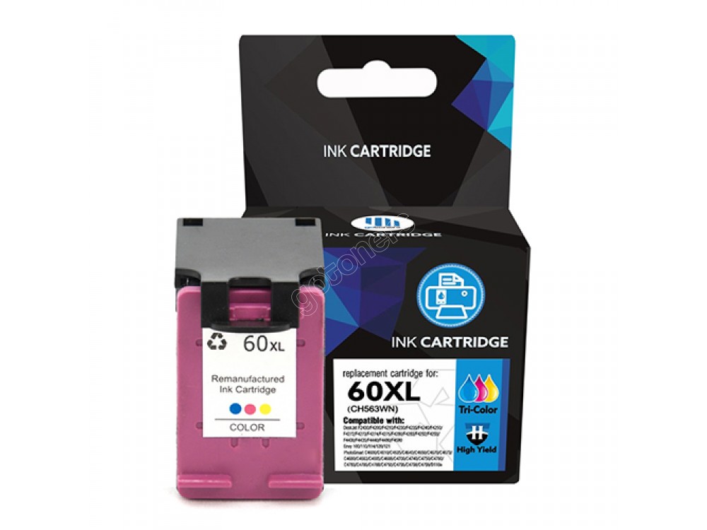Gotoners™ HP Compatible 60XL C (CC643W) Tri-Color Remanufactured Inkjet Cartridge, High Yield