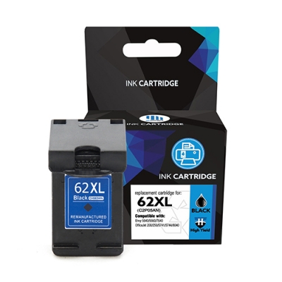 Gotoners™ HP Compatible 62XL BK Black Remanufactured Inkjet Cartridge, High Yield