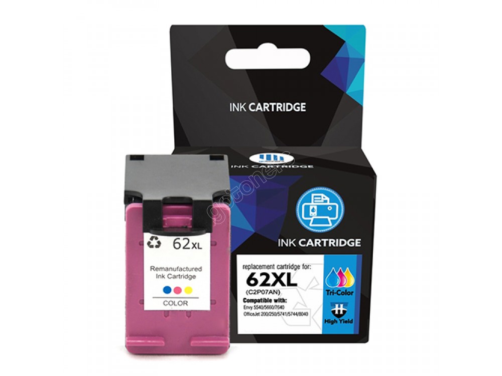 Gotoners™ HP Compatible 62XL C Tri-Color Remanufactured Inkjet Cartridge, High Yield