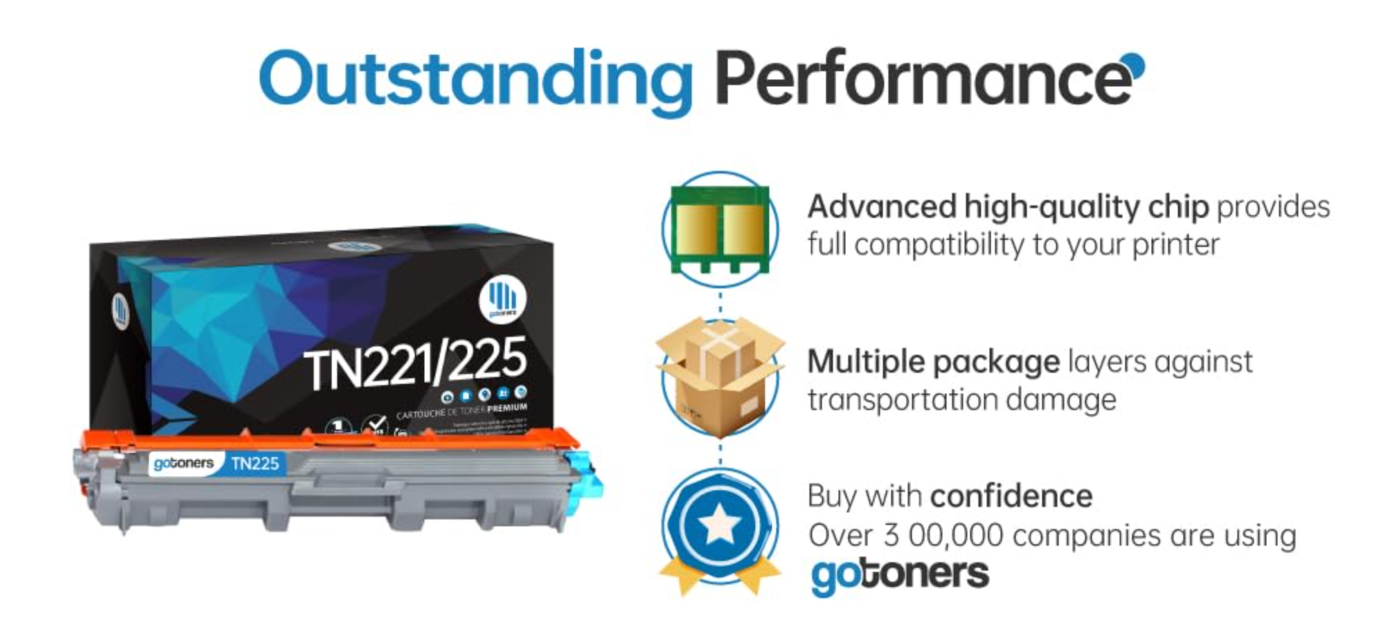 Gotoners Brother TN-221 TN221 Compatible Black Standard Yield Toner Cartridge -3 Pack - Image 2