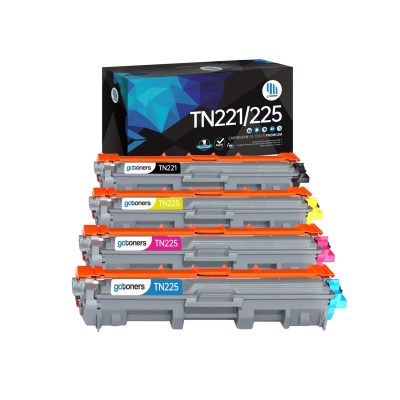 Gotoners - Gotoners Brother TN-221 TN-225 Combo Compatible BK/C/M/Y High Yield Toner Cartridge -4 Pack