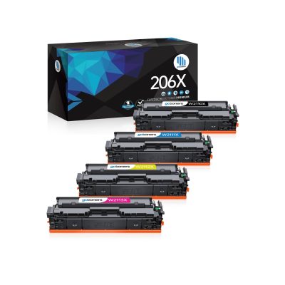 Gotoners - Gotoners [With Chip] HP W2110X/1/2/3X 206X Compatible BK/C/M/Y High Yield Toner Cartridge - 4 Pack
