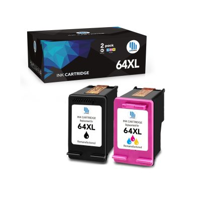 Gotoners - Gotoners HP 64XL N9J91AN N9J92AN Combo Remanufactured Black & Color High Yield Ink Cartridge - 2 Pack