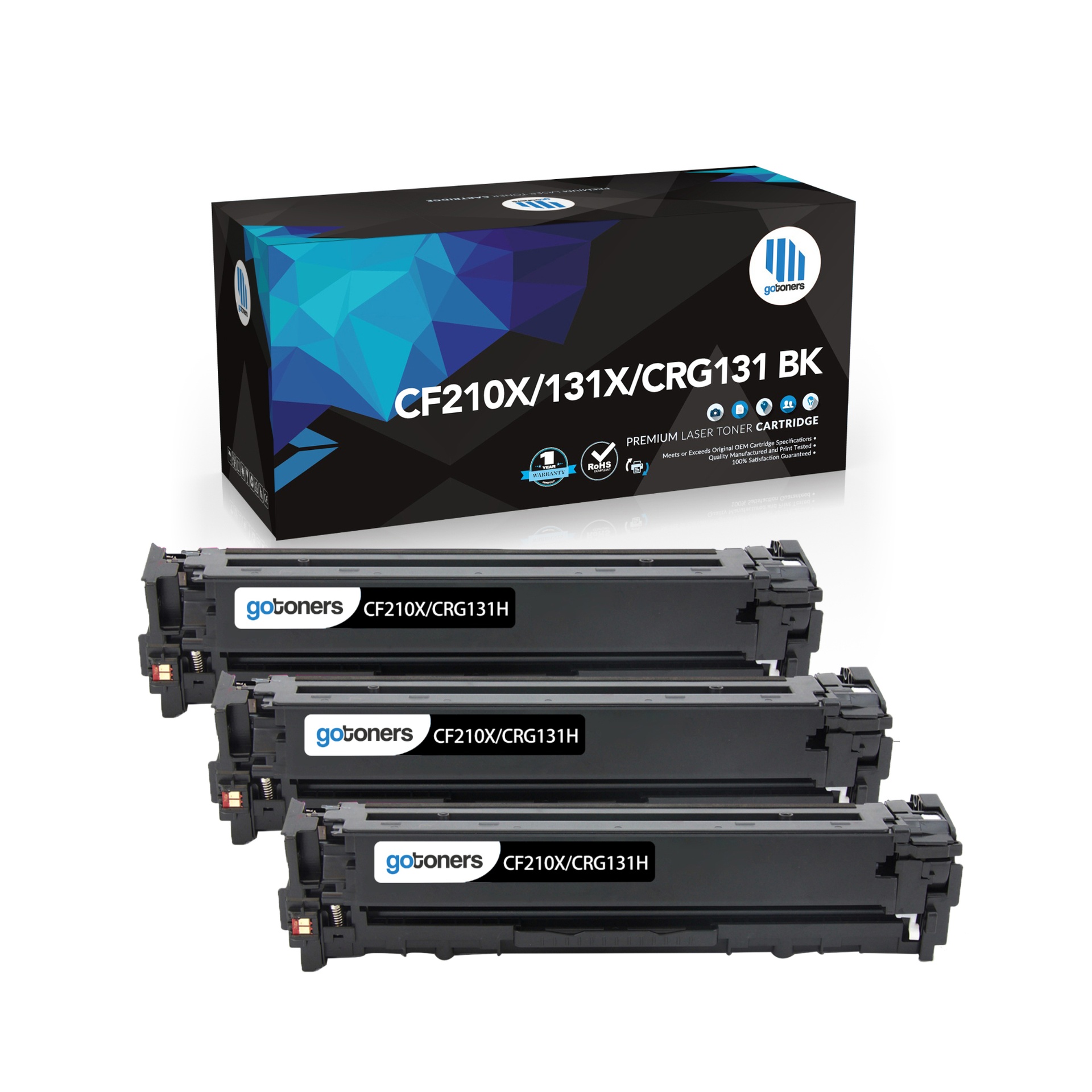 Gotoners - Gotoners HP CF210X 131X Canon CRG131H Compatible Black High Yield Toner Cartridge -3 Pack