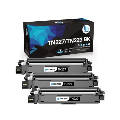 Gotoners - Gotoners [With Chip] Brother TN-227 TN227 Compatible Black High Yield Toner Cartridge -3 Pack