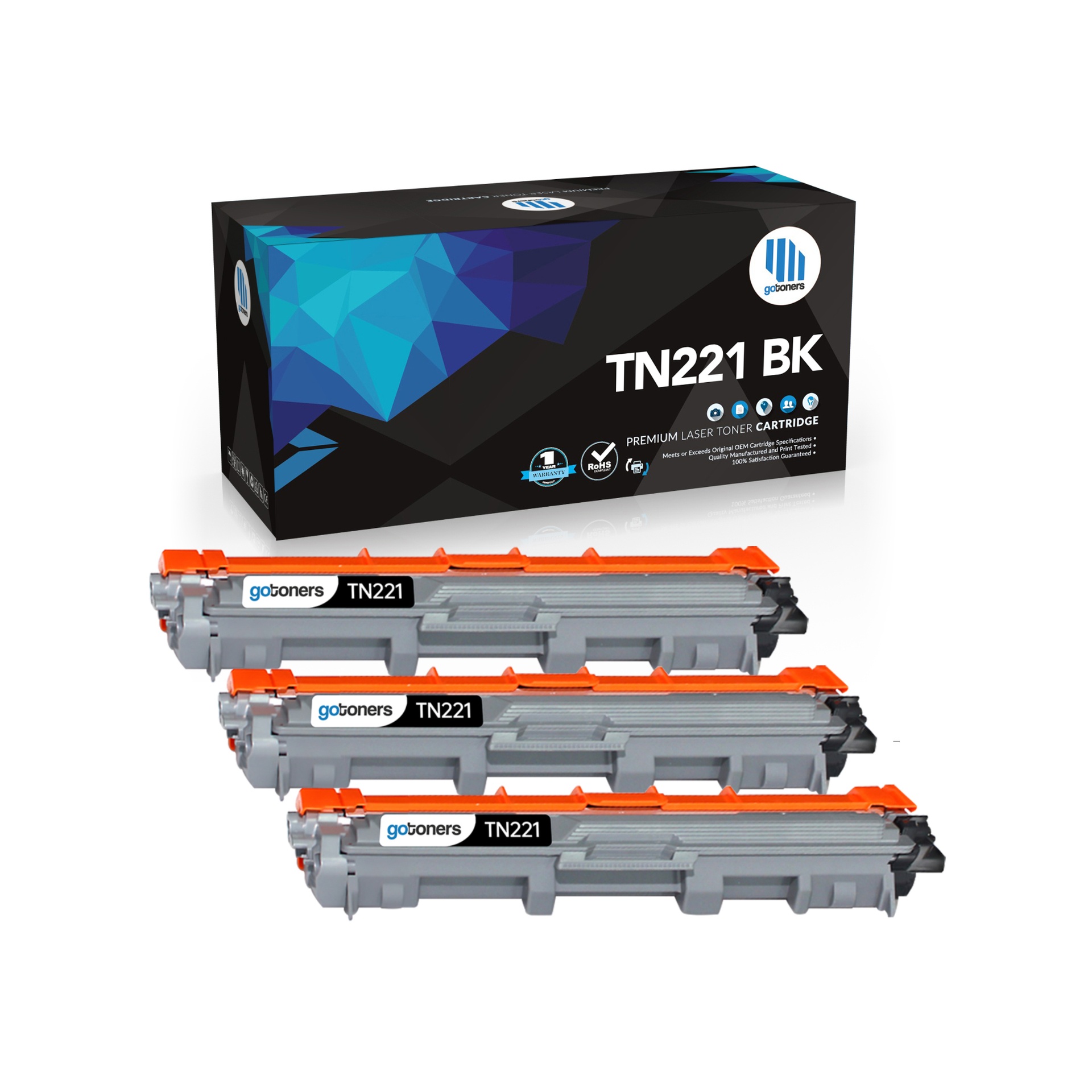 Gotoners - Gotoners Brother TN-221 TN221 Compatible Black Standard Yield Toner Cartridge -3 Pack